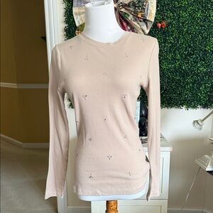 Long Sleeve Crewneck Top in Blush Tan